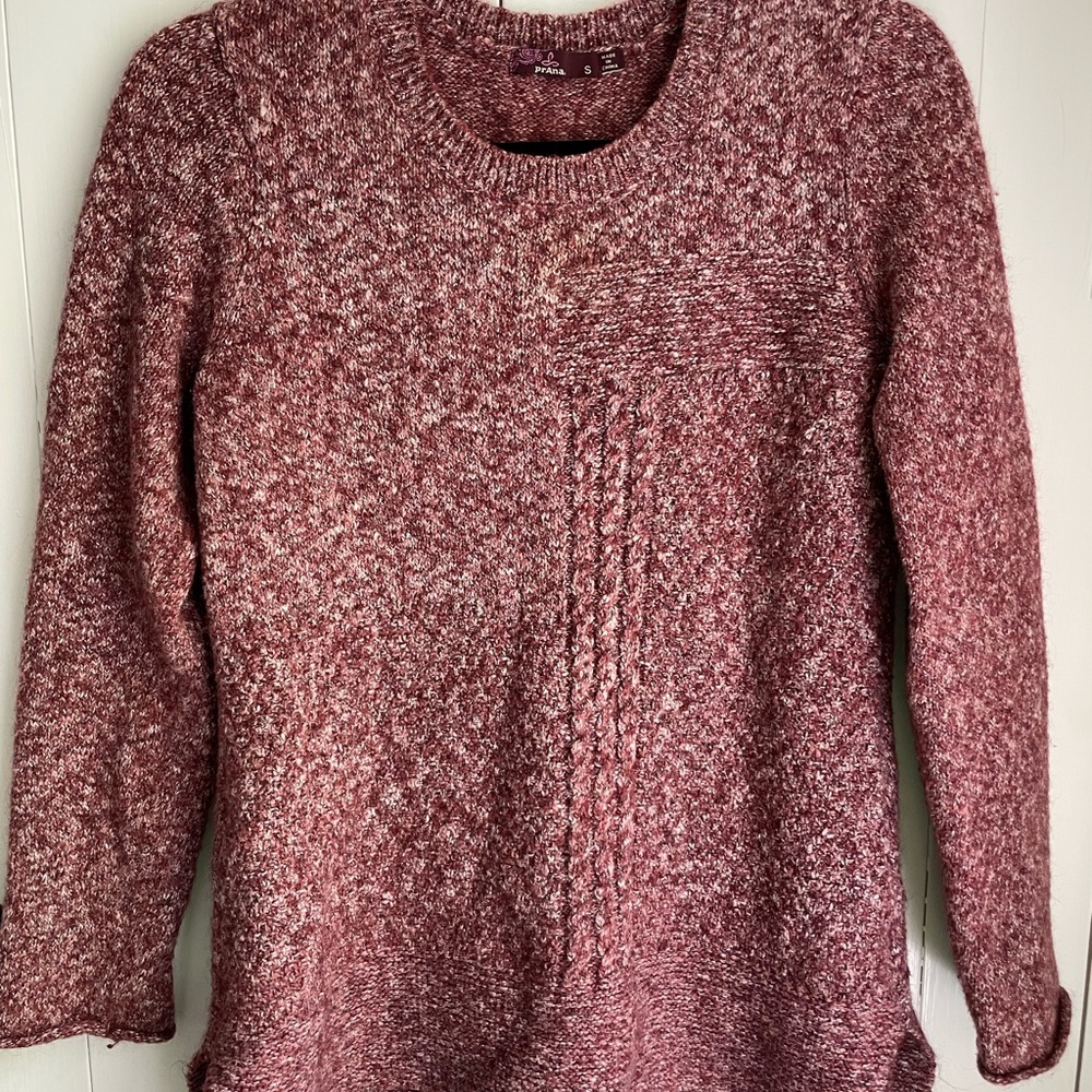 Prana Pink Crew Neck Sweater Soft Knit